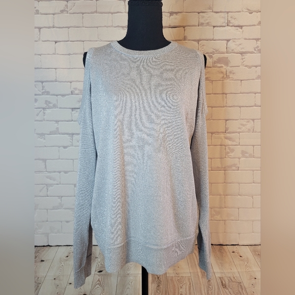 Michael Kors open shoulder metallic womens shirt in large - Picture 1 of 9